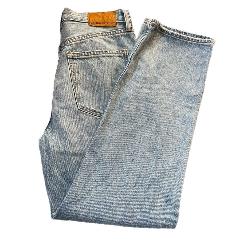 Denim Forum The Joni High Rise Loose 29L Blue Distressed Jeans Size 26